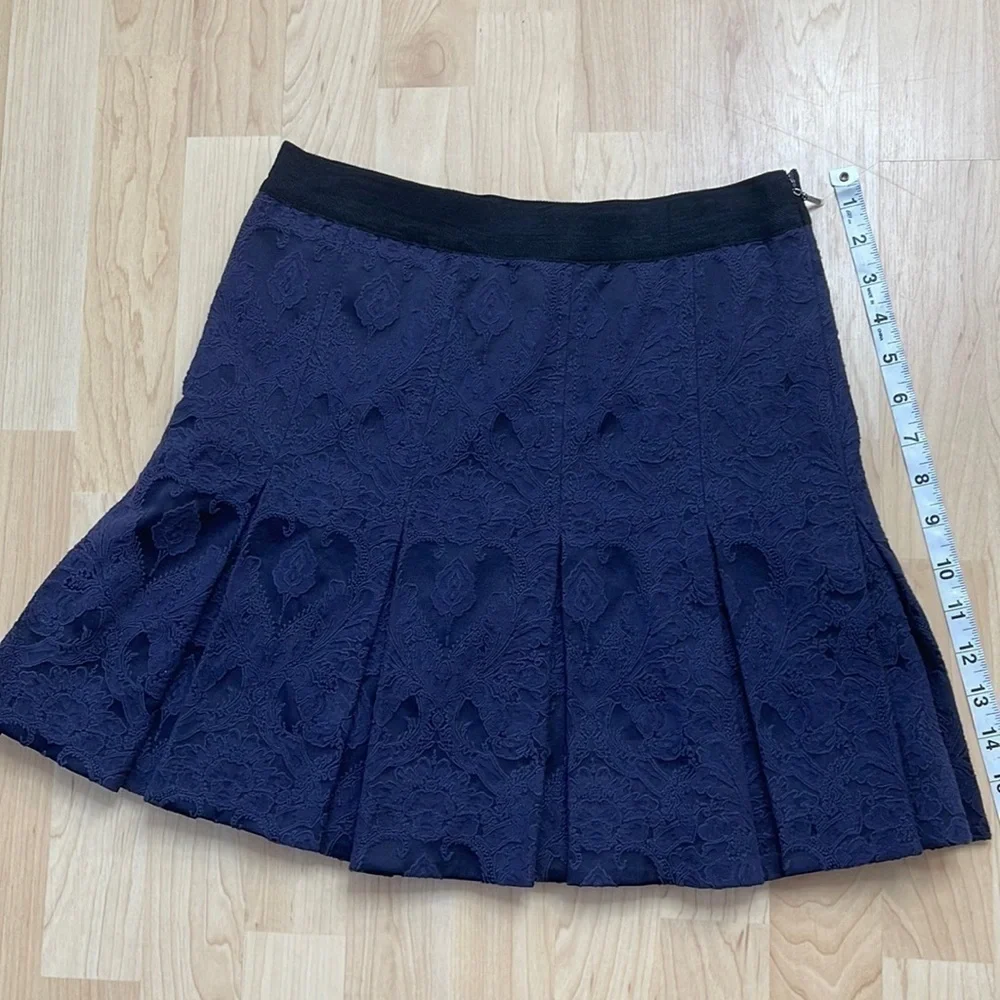 Rebecca Taylor Navy Jaquard Lined Mini Skirt
